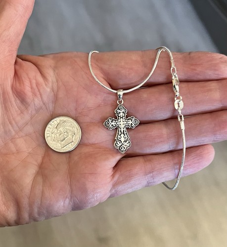 Sterling silver cross pendant - sterling,