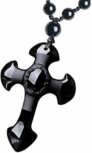 Collana croce ossidiana nera