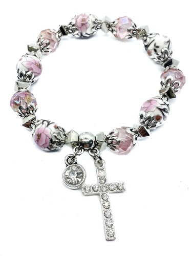 Bracciale croce perline - bracciale,