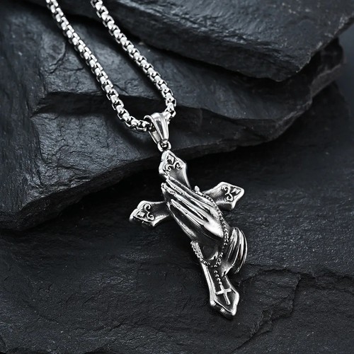 Collana uomo mano preghiera - collana,