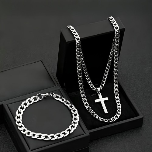 Set collana con ciondolo croce - con,